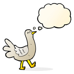 cartoon walking bird with thought bubble