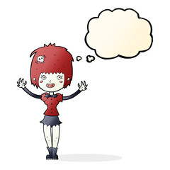 cartoon vampire girl with thought bubble