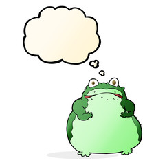 cartoon fat frog with thought bubble