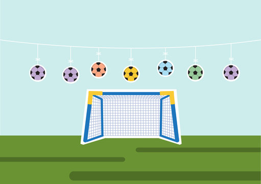 Set of ball with Soccer Goal,Vector illustrations