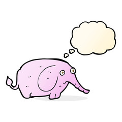 cartoon sad little elephant with thought bubble
