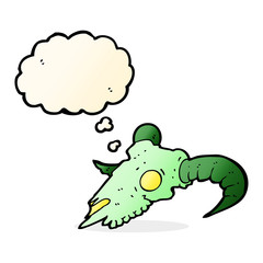 cartoon magic ram skull with thought bubble