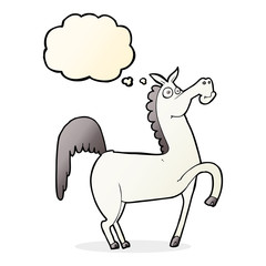 funny cartoon horse with thought bubble
