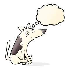 cartoon dog with thought bubble