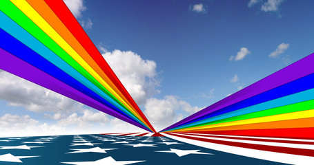 Fototapeta premium american flag with sky and rainbow