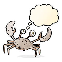 cartoon crab with thought bubble