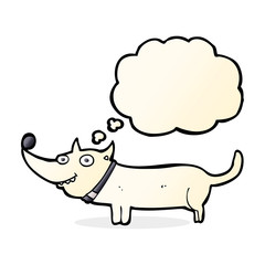 cartoon happy dog with thought bubble
