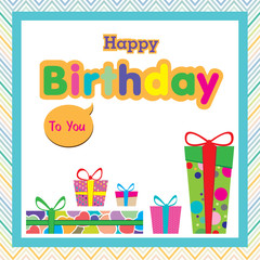 Happy birthday with colorful gift on colorful background.
