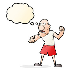 cartoon violent man with thought bubble
