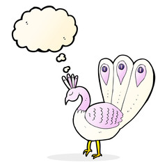 cartoon peacock with thought bubble