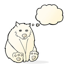cartoon unhappy polar bear with thought bubble