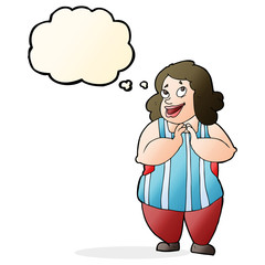 cartoon happy cook with thought bubble