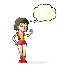 cartoon cool girl with thought bubble