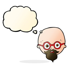 cartoon shocked man with beard with thought bubble