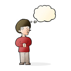 cartoon nervous man with thought bubble