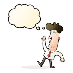 cartoon office man with thought bubble