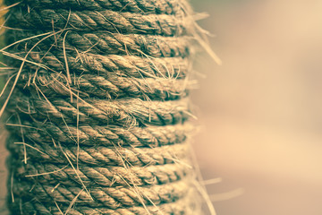 Strip of raw rope textured for background. Vintage style.