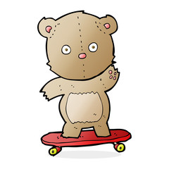 cartoon teddy bear on skateboard