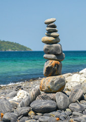 Stack of stones on Koh Hin ngam, Lipe island, Thailand
