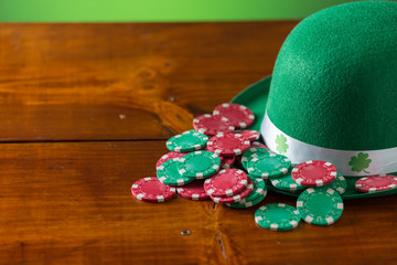st. patricks day lucky green hat for poker