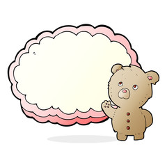 cartoon teddy bear with text space cloud