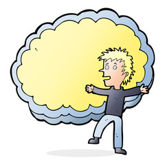 cartoon man with text space cloud