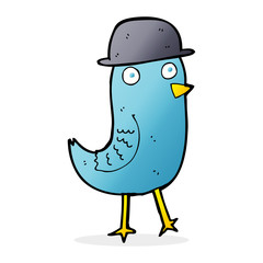 cartoon bluebird wearing hat
