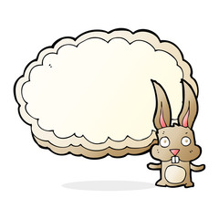 cartoon rabbit with text space cloud