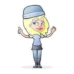 cartoon woman in hat
