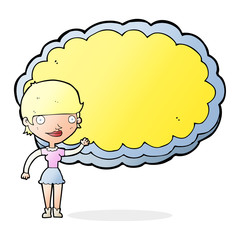 cartoon woman with space text cloud