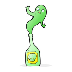 cartoon ghost in bottle