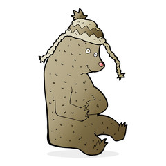 cartoon bear in winter hat
