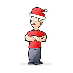 cartoon man ready for christmas