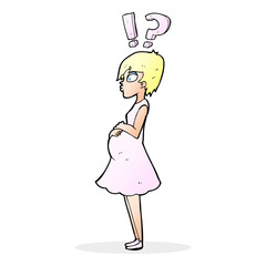 cartoon confused pregnant woman