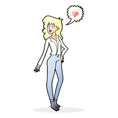 cartoon woman in love