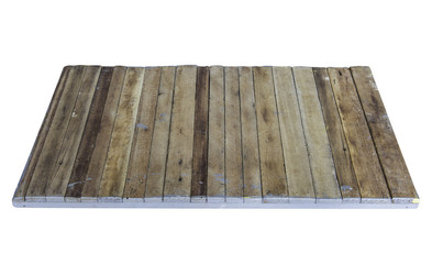 Empty wooden table platform isolated on white background