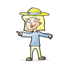cartoon woman wearing hat