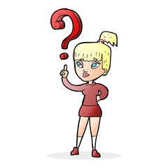 cartoon woman with question