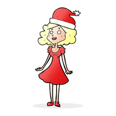 cartoon woman dressed for christmas