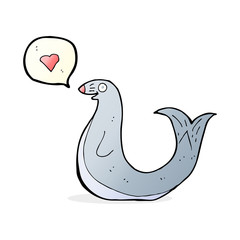 cartoon seal with love heart