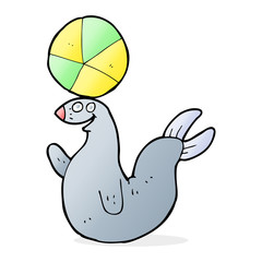 cartoon seal balancing ball