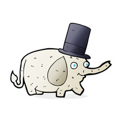 cartoon elephant wearing top hat