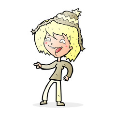 cartoon woman wearing hat