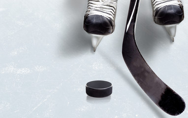 Fototapeta premium Ice Hockey Game With Copy Space