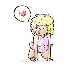 cartoon woman in love