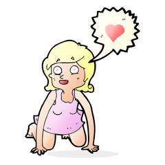 cartoon woman in love