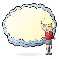 woman with text space cloud