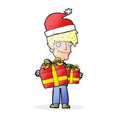 cartoon man ready for christmas