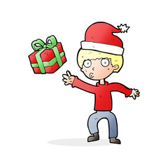 cartoon boy with present