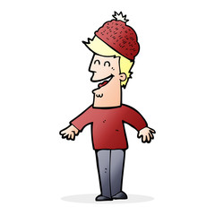 cartoon man wearing winter hat